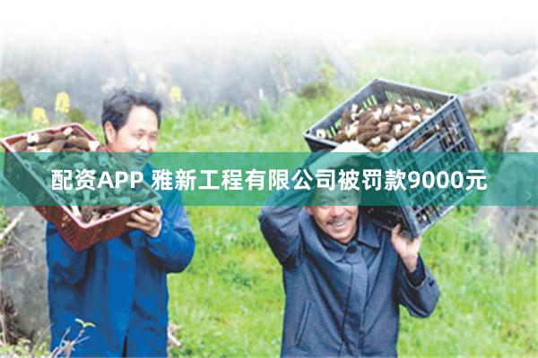 配资APP 雅新工程有限公司被罚款9000元