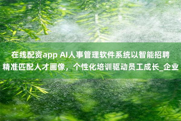 在线配资app AI人事管理软件系统以智能招聘精准匹配人才画像，个性化培训驱动员工成长_企业