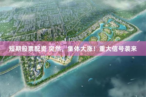 短期股票配资 突然，集体大涨！重大信号袭来